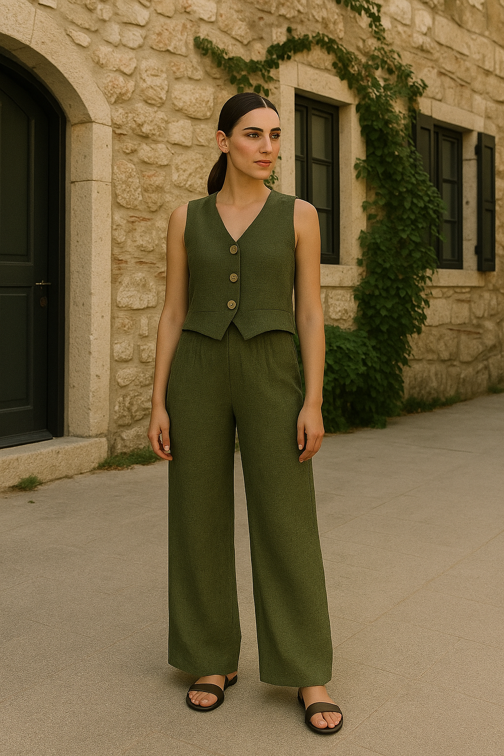 Double Layered Muslin Vest Set