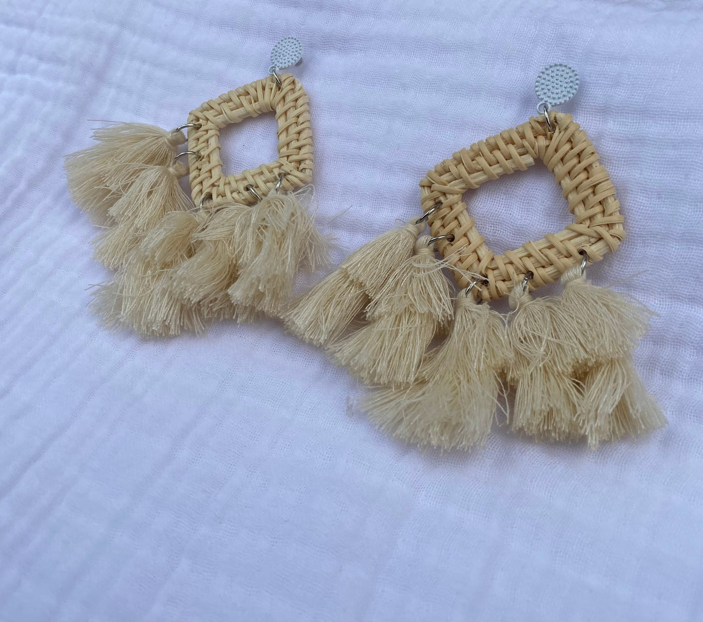 Tasseled Straw Earrings