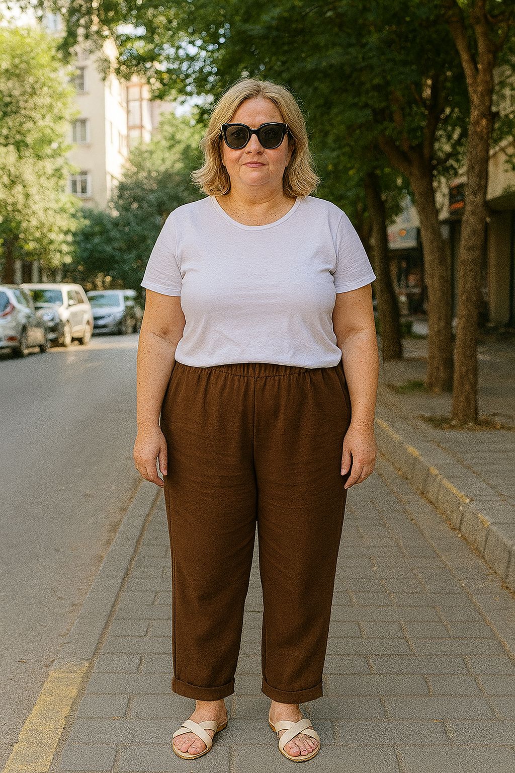 Plus Size Plain Trousers
