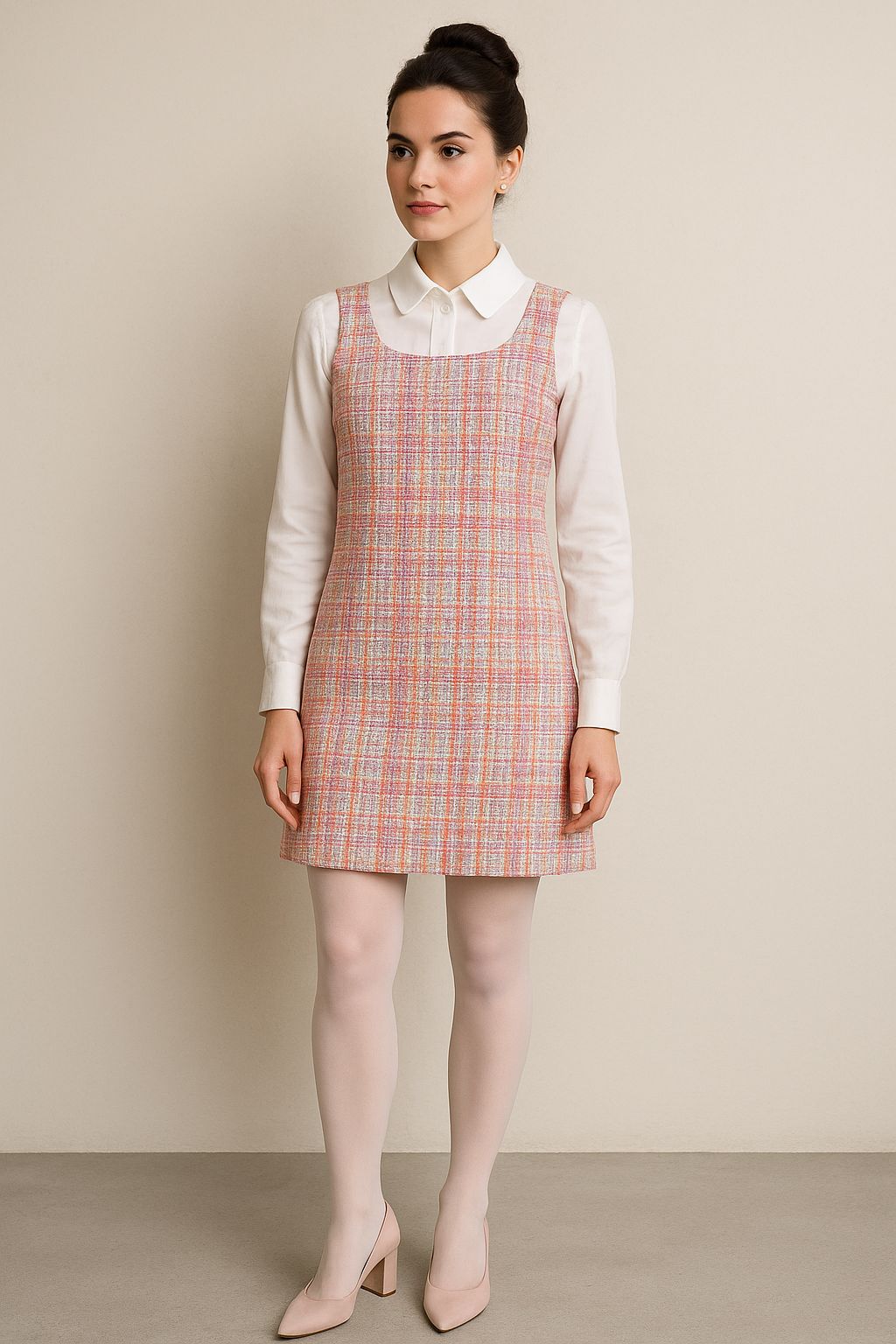Vintage Touch Plaid Woven Dress