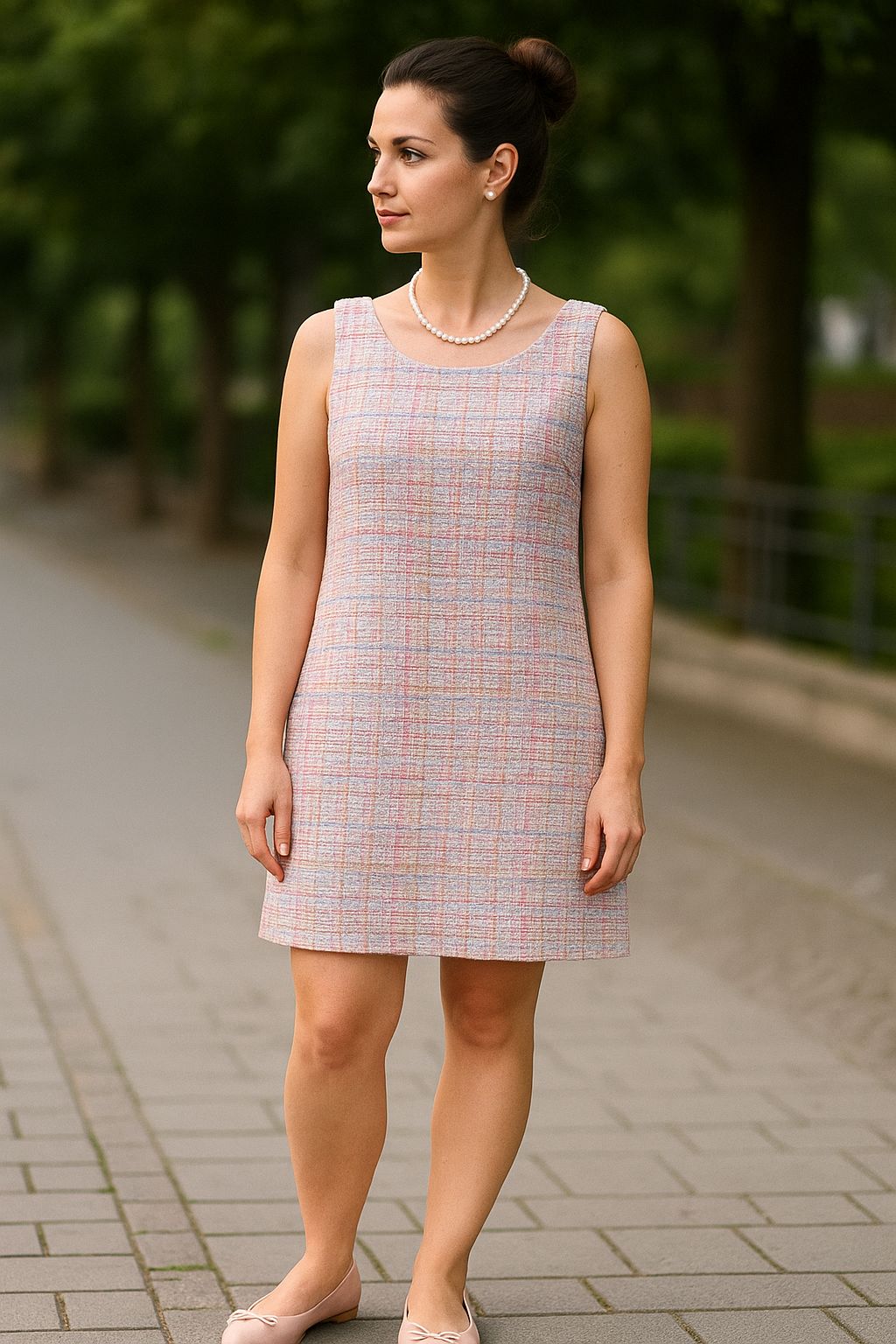 Vintage Touch Plaid Woven Dress