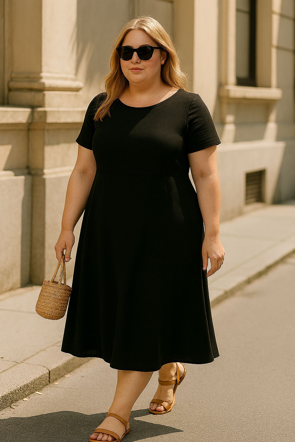 Plus Size Double Layered Muslin A-Line Dress