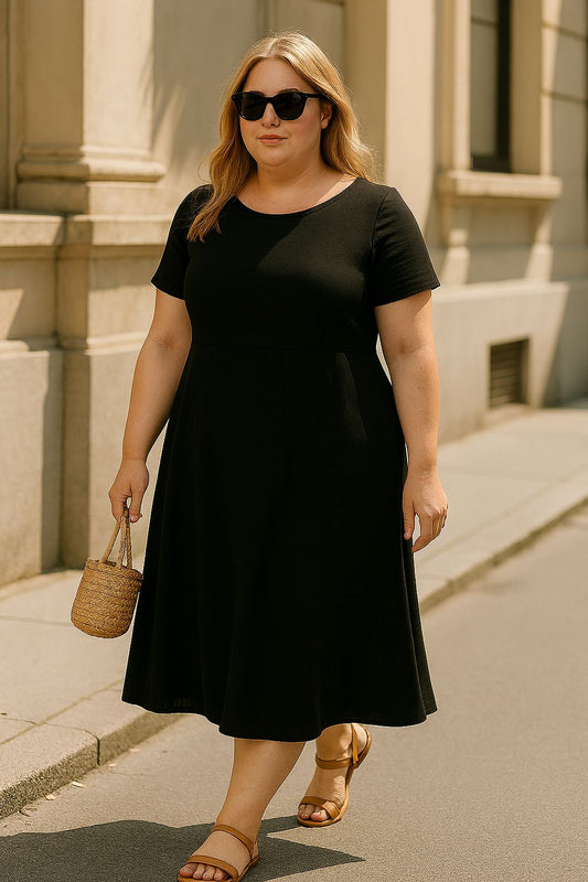 Plus Size Double Layered Muslin A-Line Dress