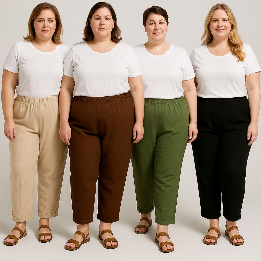 Plus Size Plain Trousers