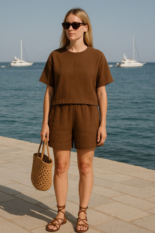 Double Layered Muslin T-Shirt & Shorts Set