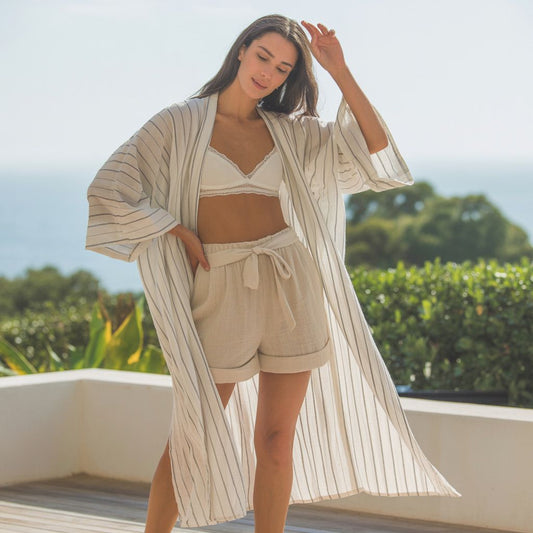 Striped Oversize Muslin Kimono + Gift Hairclip 🎁