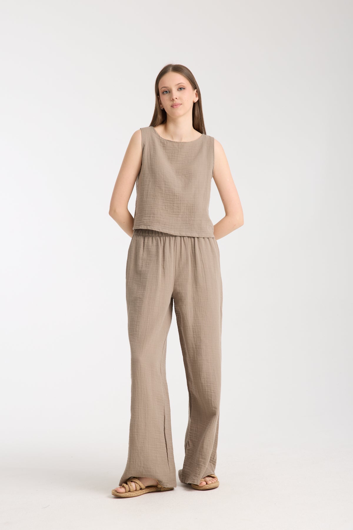 Double Layer Muslin Wide Leg Set