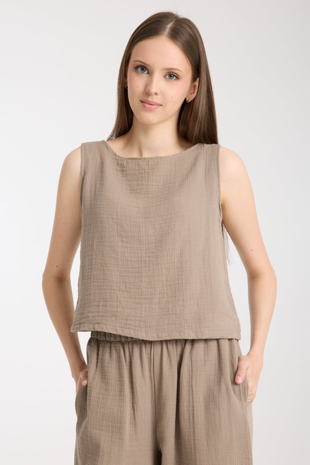 Double Layer Muslin Wide Leg Set