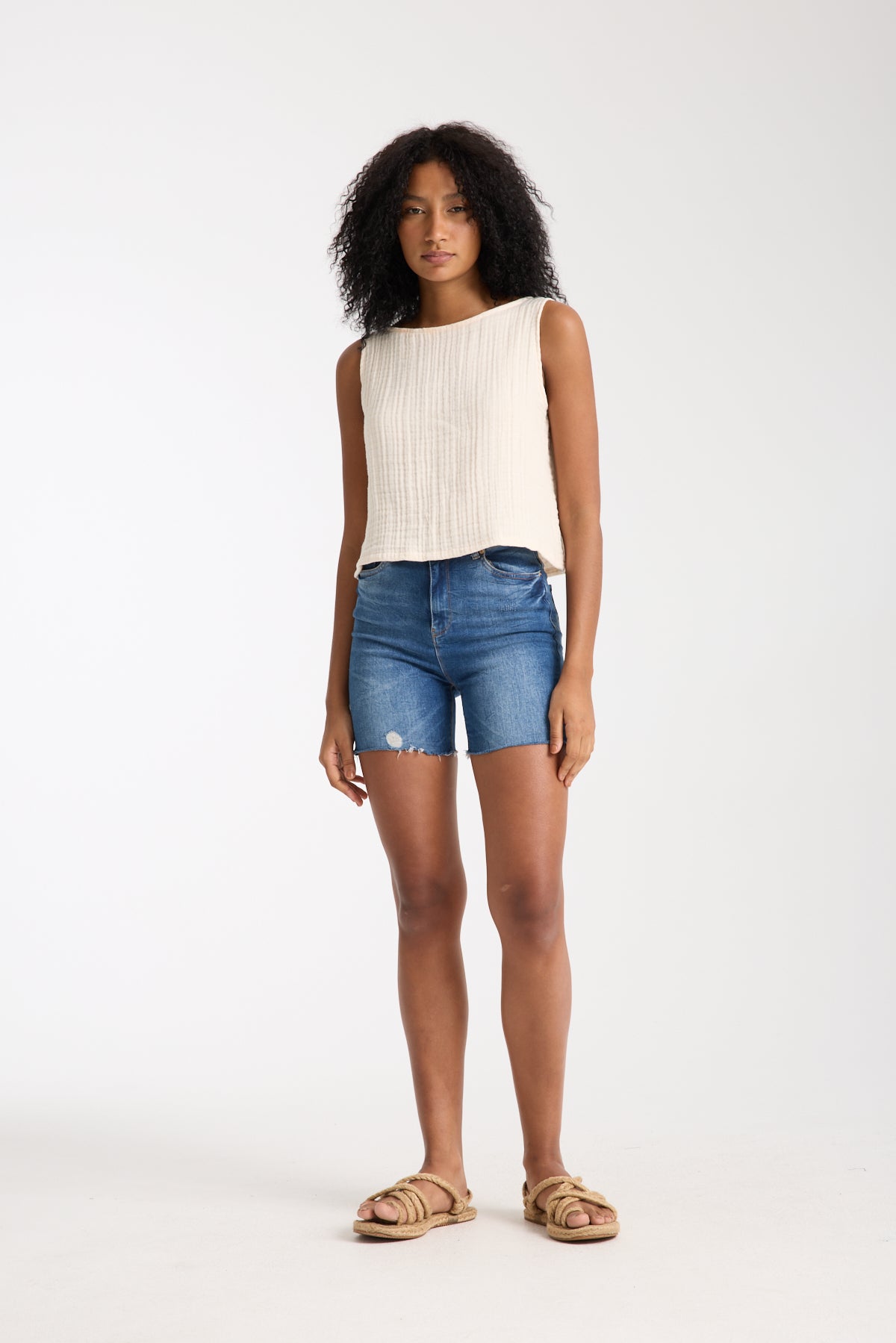 Four-Layer Muslin Sleeveless Blouse