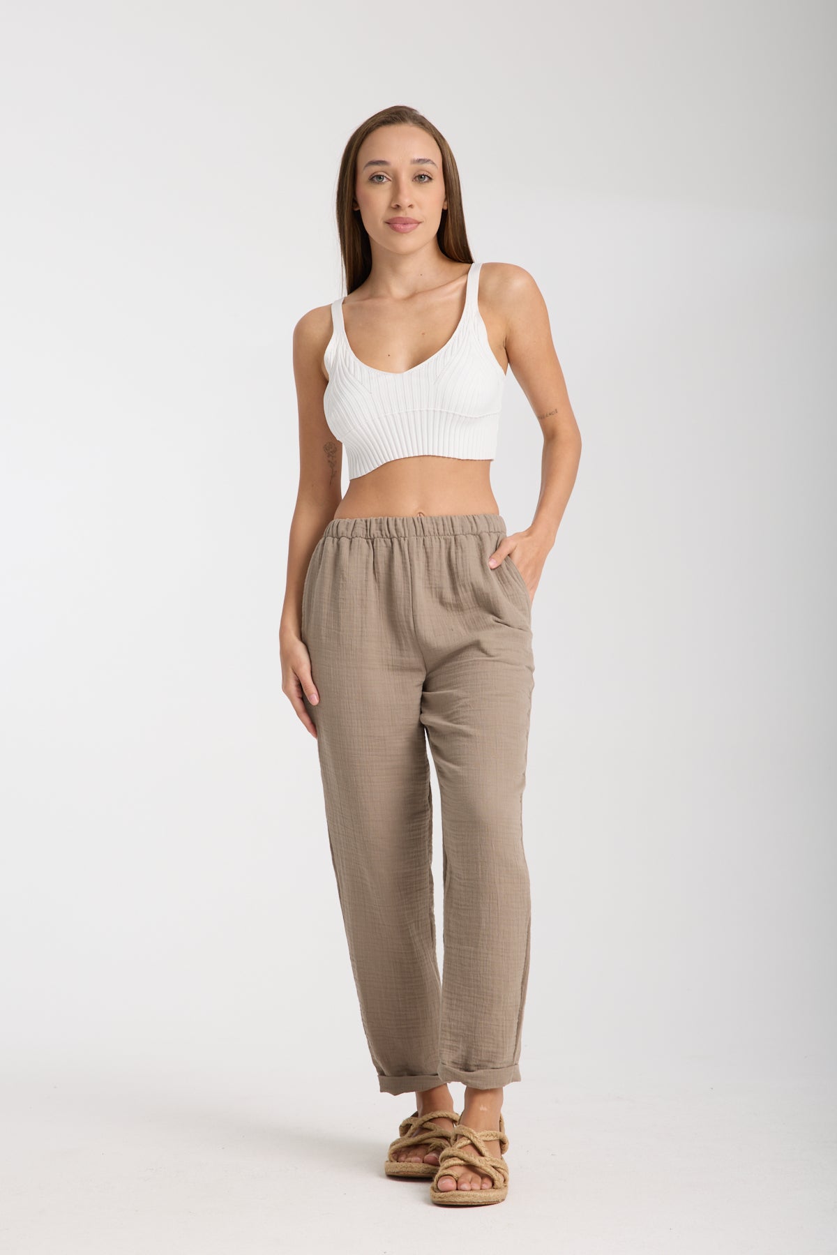 Double Layered Muslin Plain Trousers