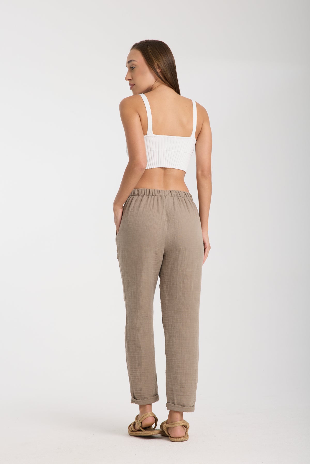 Double Layered Muslin Plain Trousers