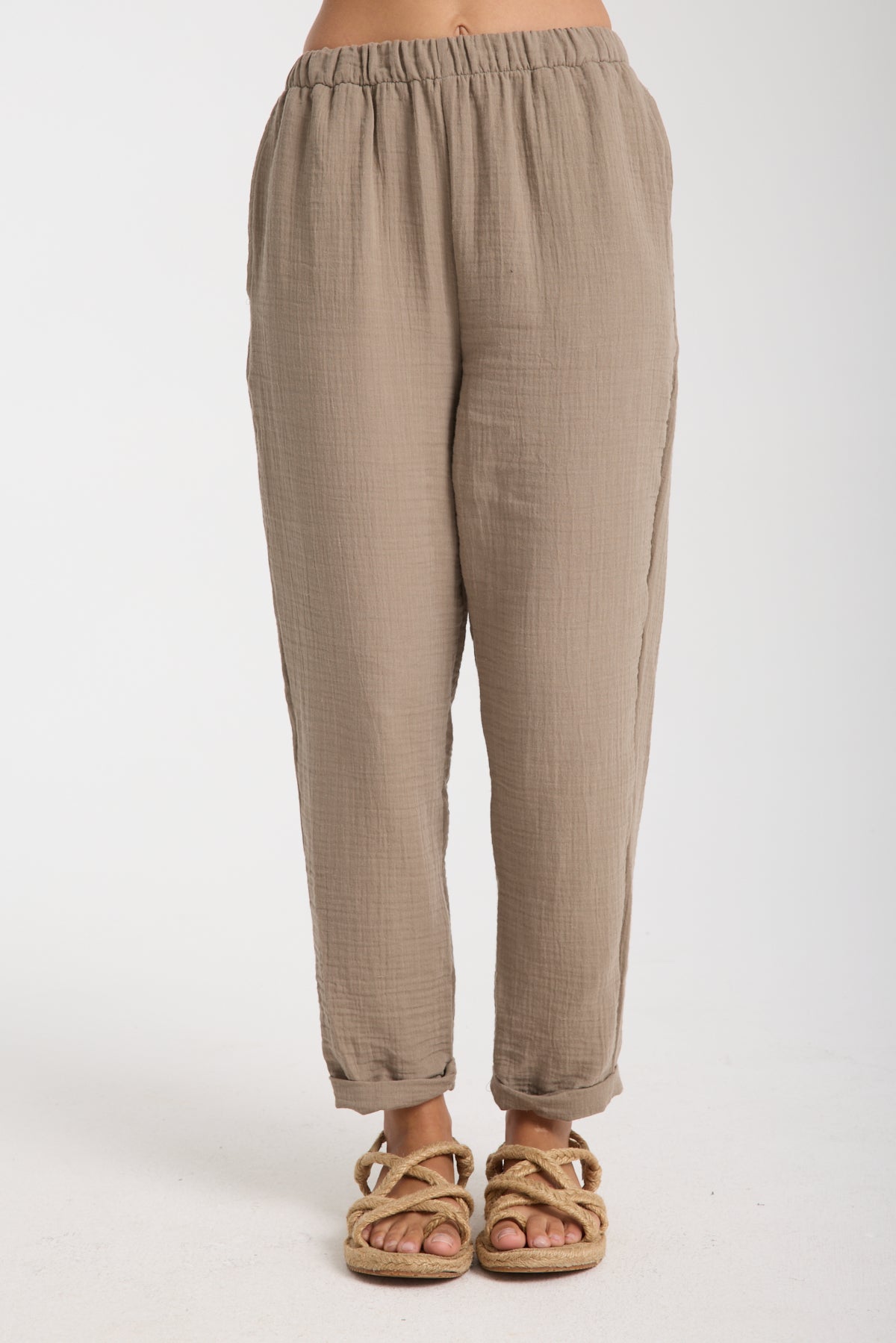 Double Layered Muslin Plain Trousers