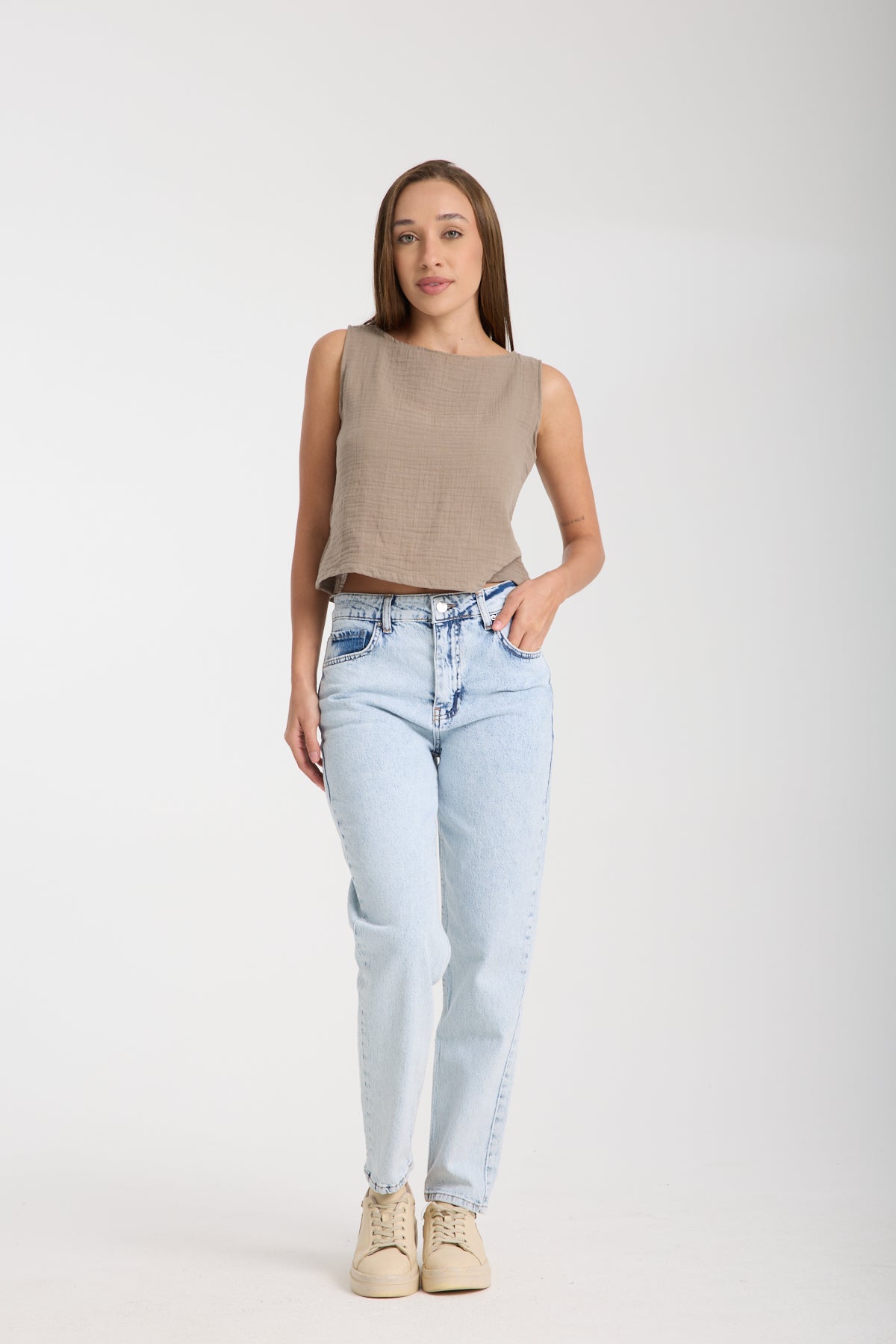 Double Layered Muslin Sleeveless Blouse
