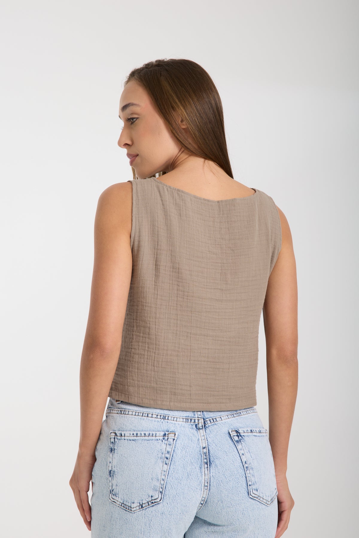 Double Layered Muslin Sleeveless Blouse