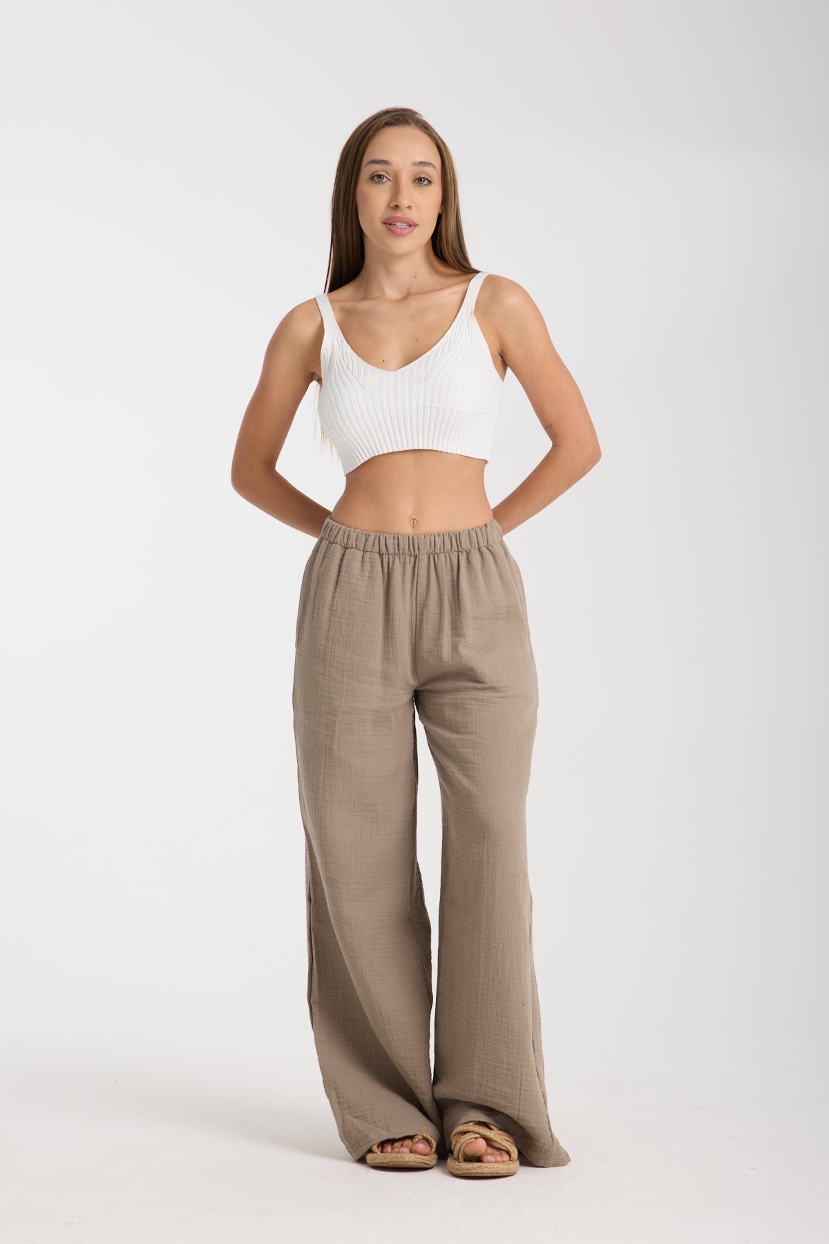 Double Layered Muslin Wide Leg Trousers
