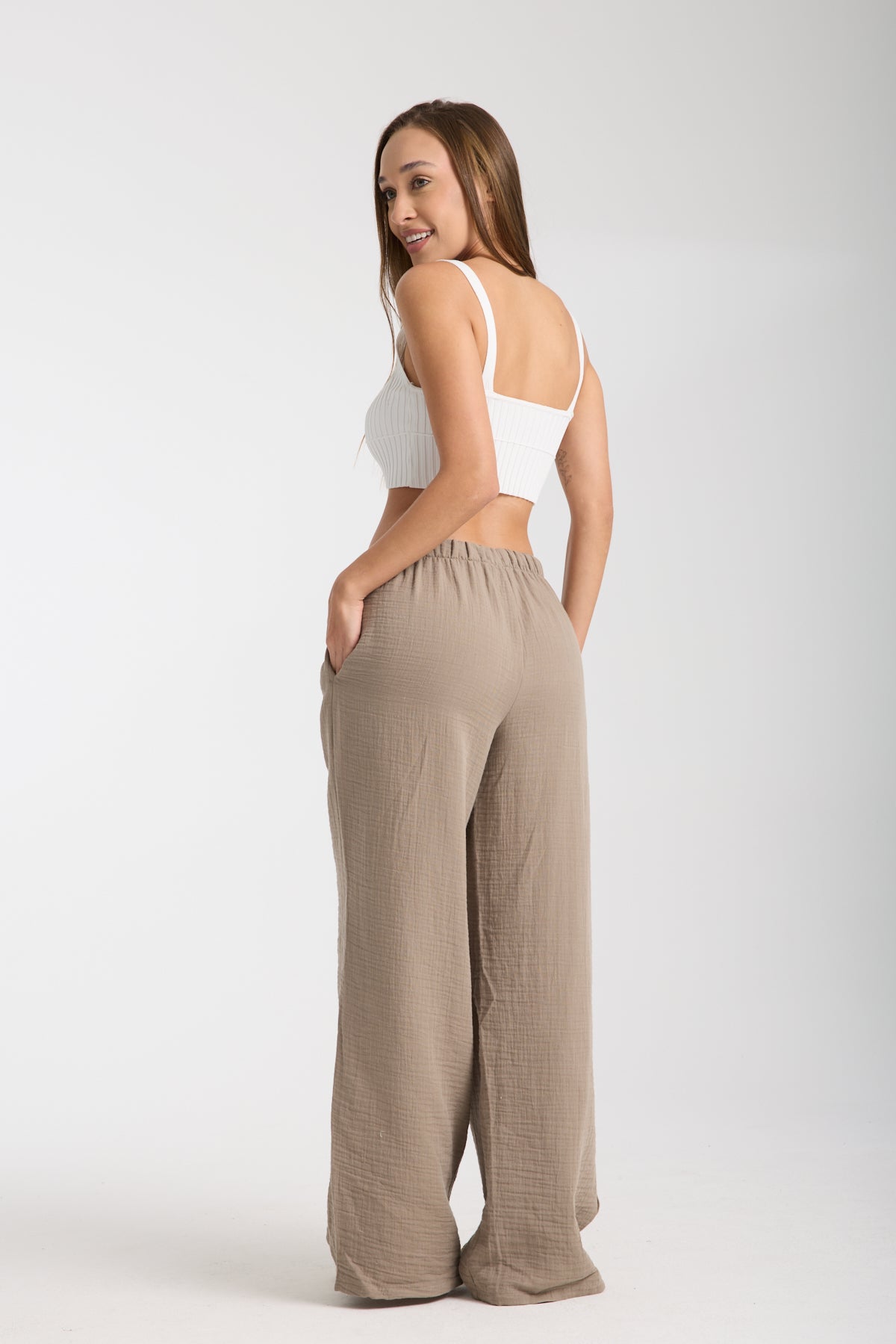 Double Layered Muslin Wide Leg Trousers