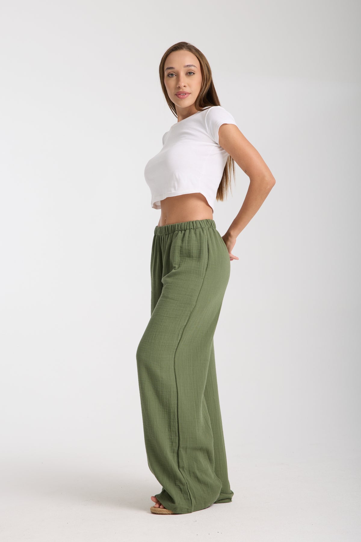 Double Layered Muslin Wide Leg Trousers
