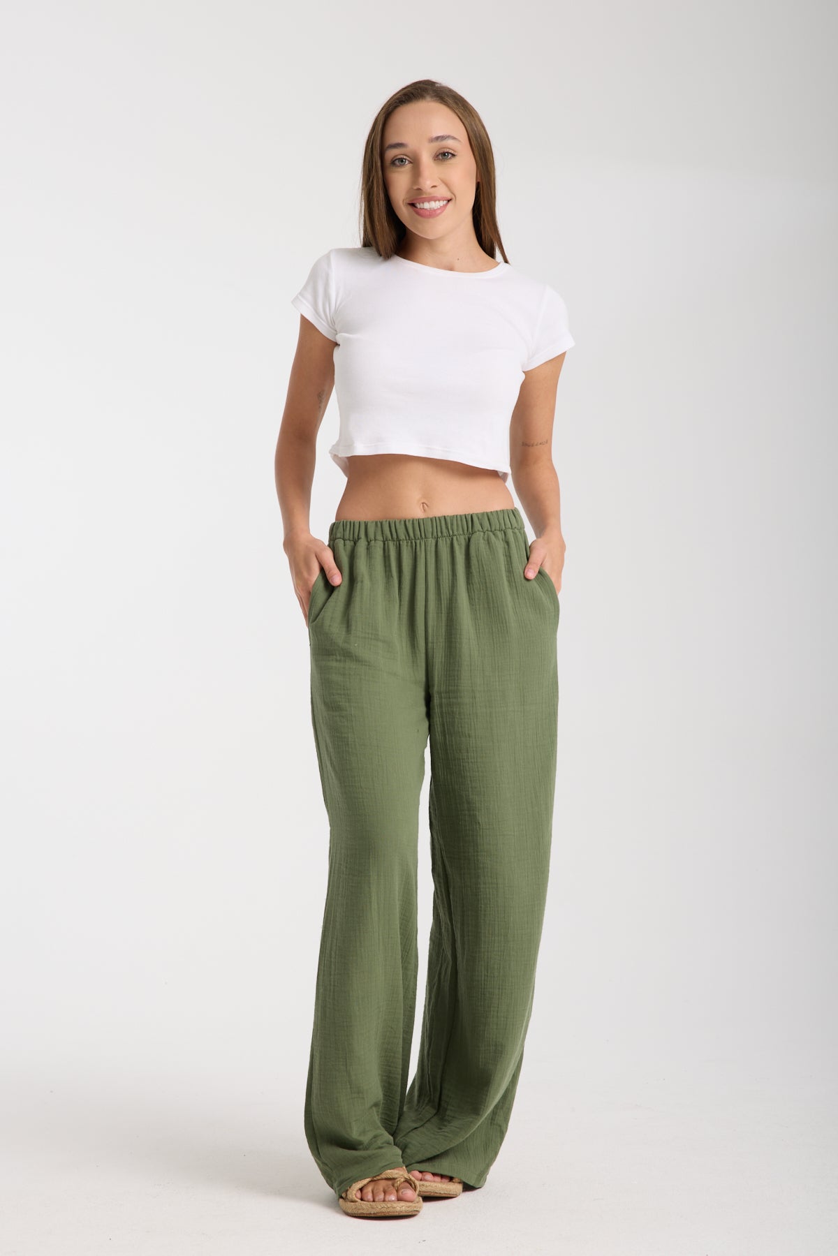 Double Layered Muslin Wide Leg Trousers