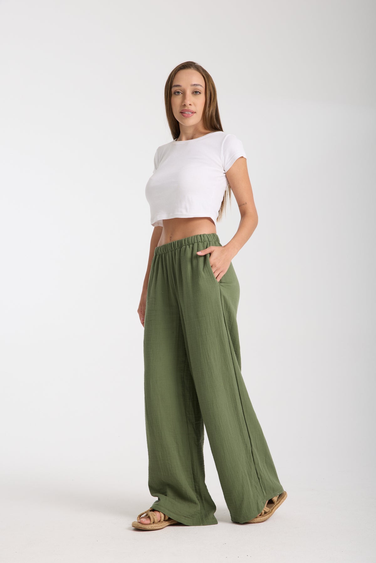 Double Layered Muslin Wide Leg Trousers