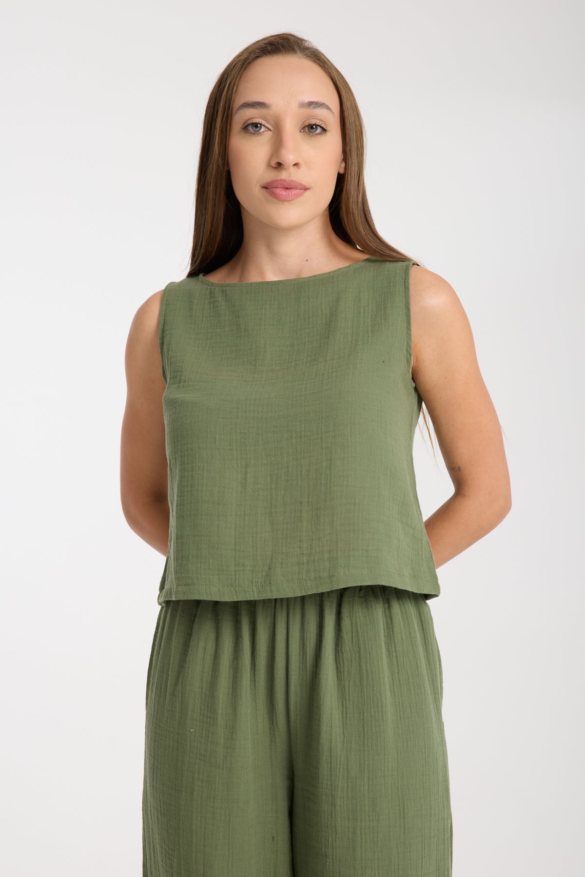 Double Layer Muslin Wide Leg Set