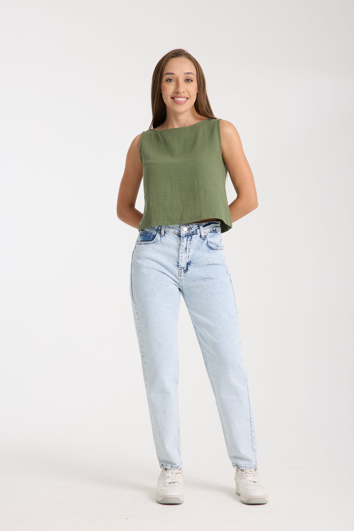 Double Layered Muslin Sleeveless Blouse