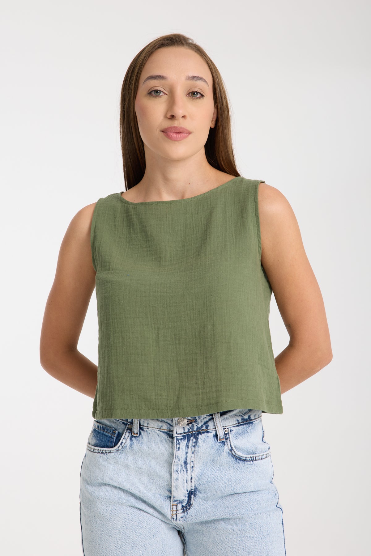 Double Layered Muslin Sleeveless Blouse