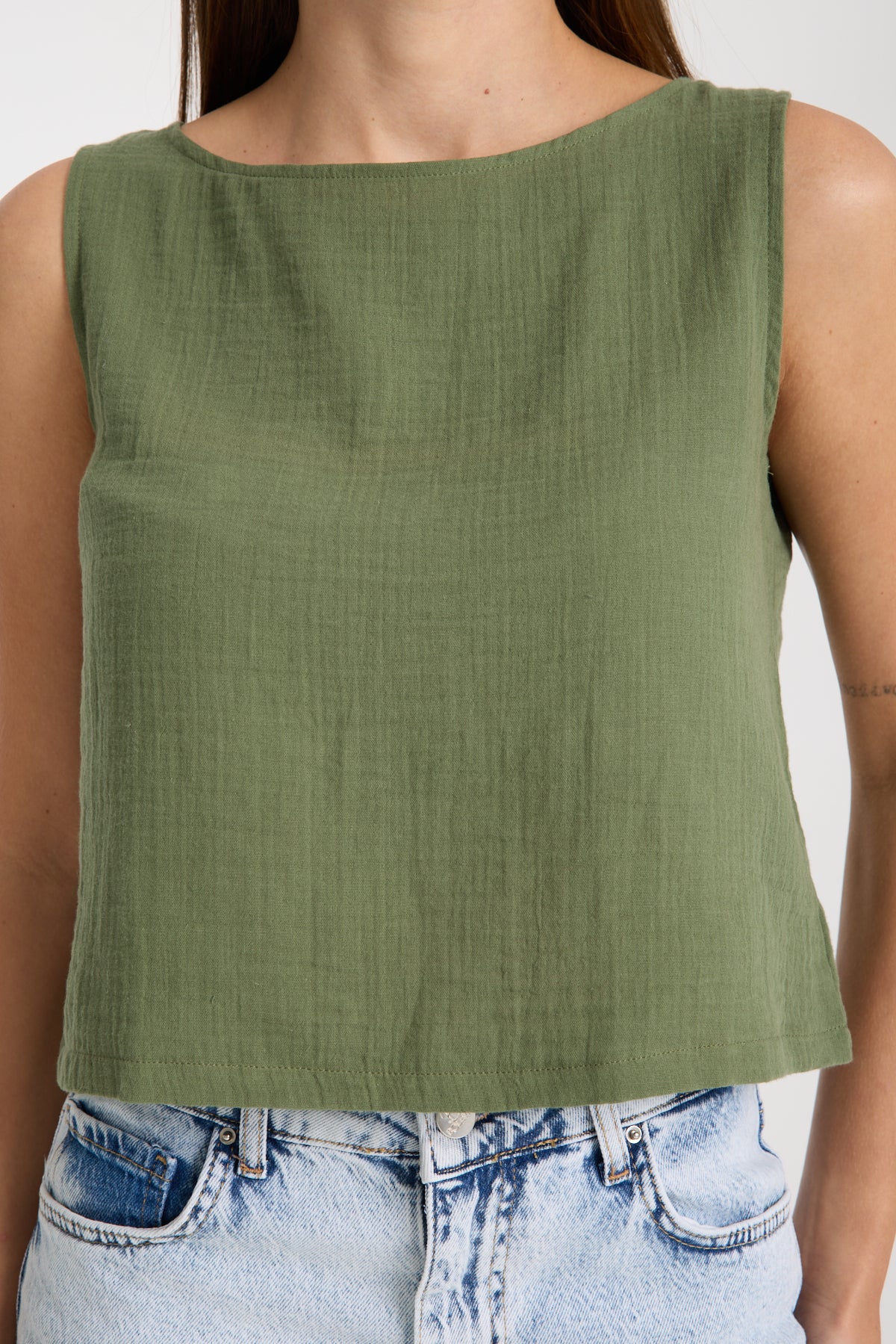 Double Layered Muslin Sleeveless Blouse