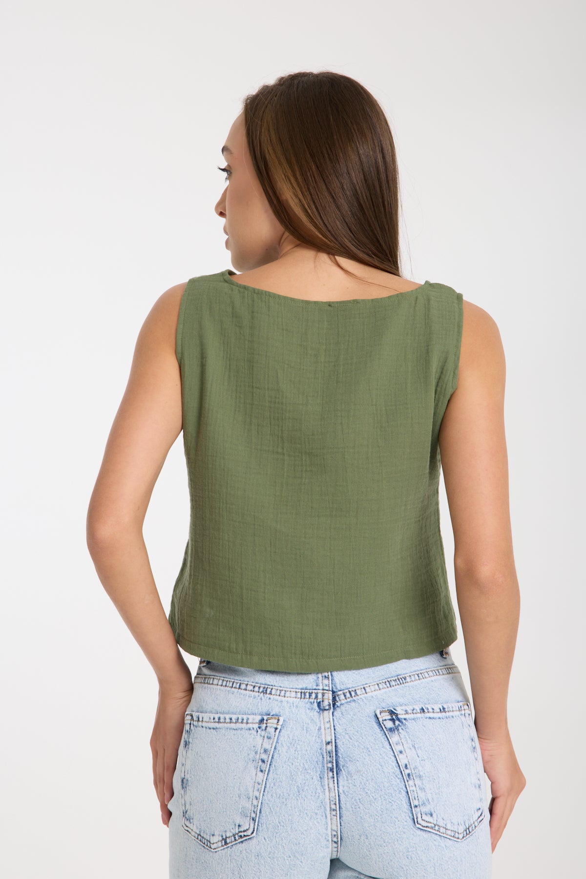 Double Layered Muslin Sleeveless Blouse