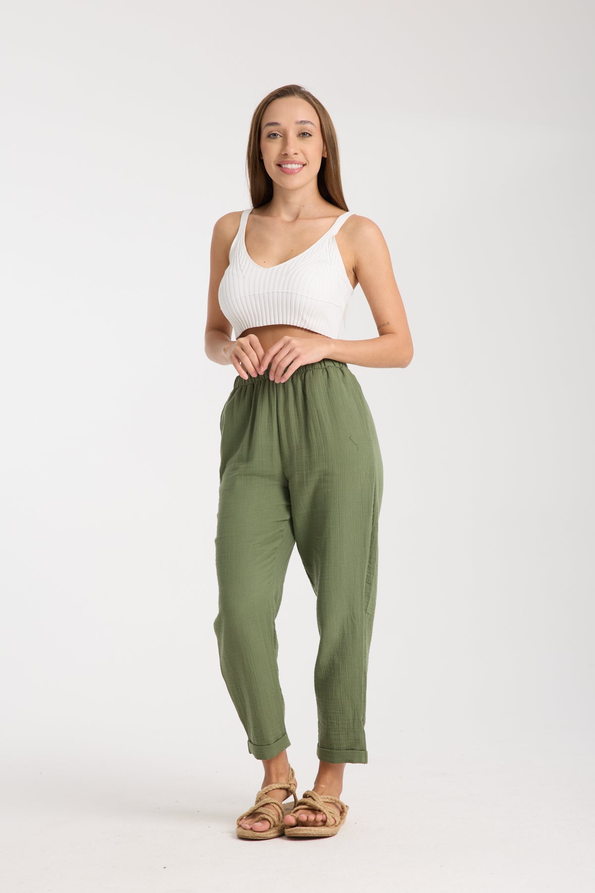 Double Layered Muslin Plain Trousers