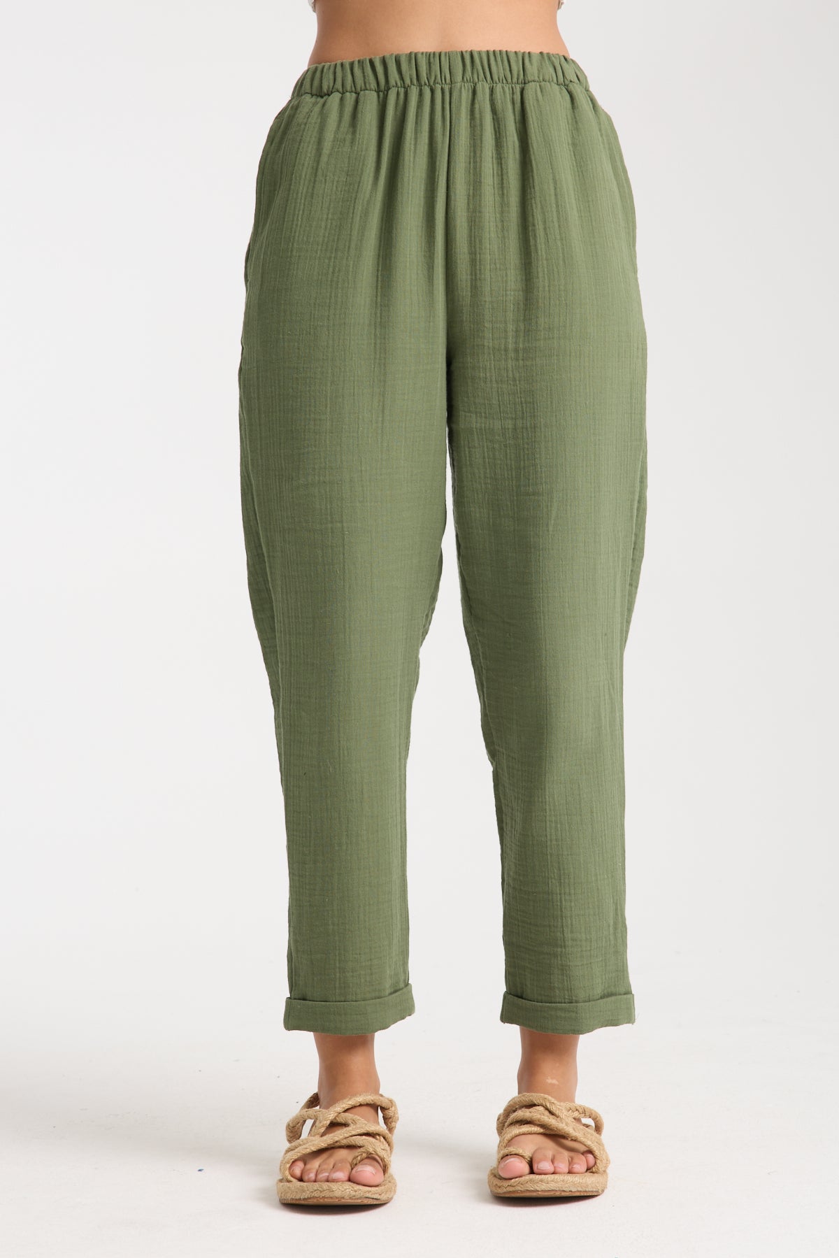 Double Layered Muslin Plain Trousers