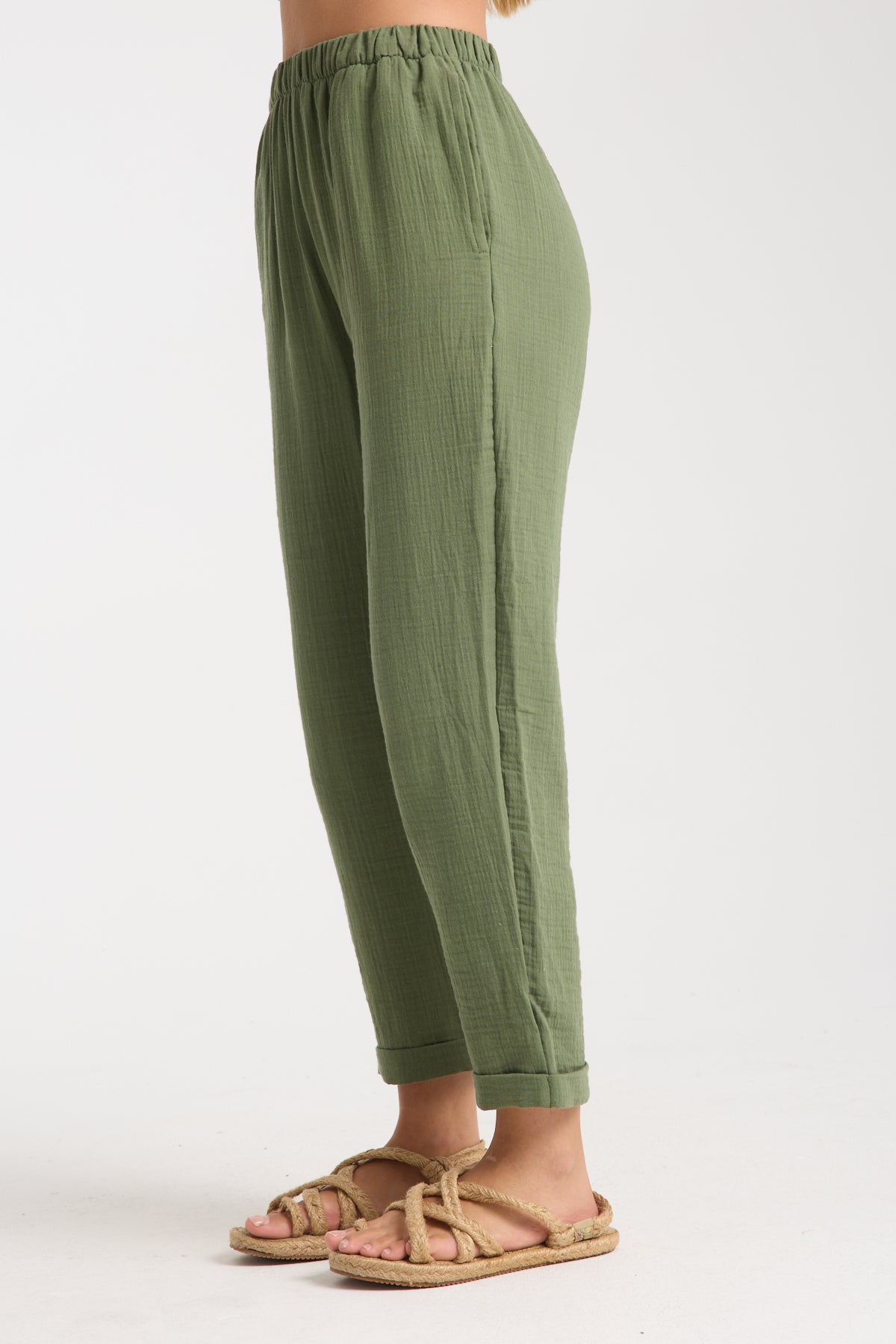 Double Layered Muslin Plain Trousers