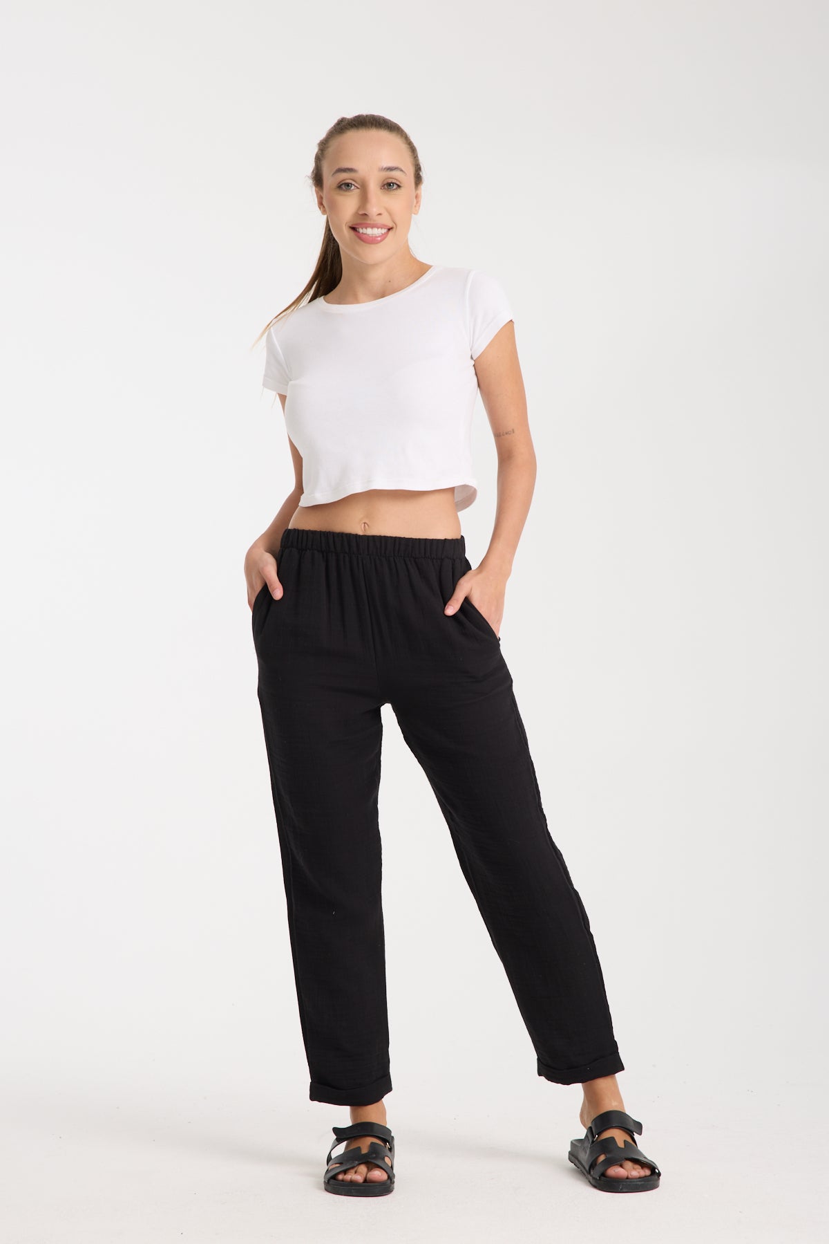 Double Layered Muslin Plain Trousers