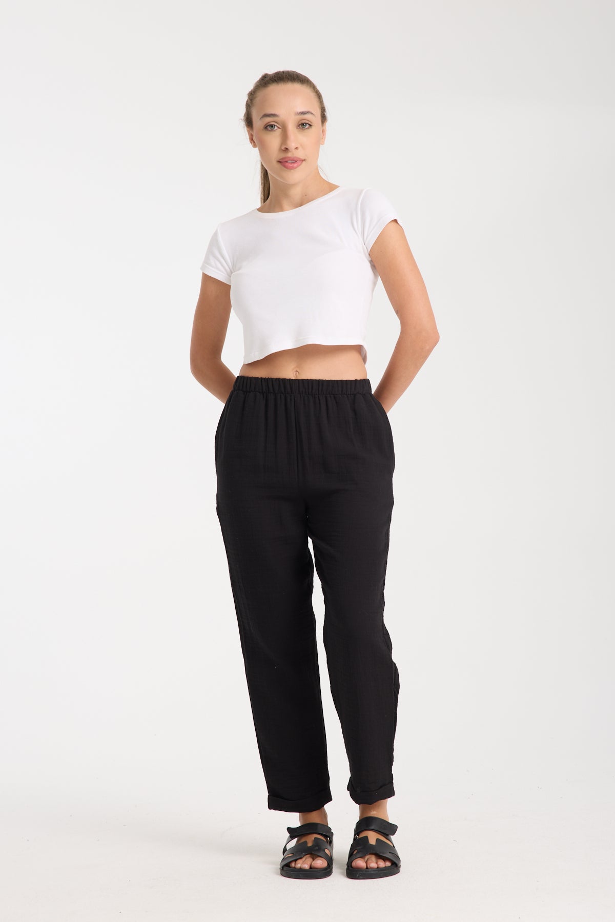 Double Layered Muslin Plain Trousers