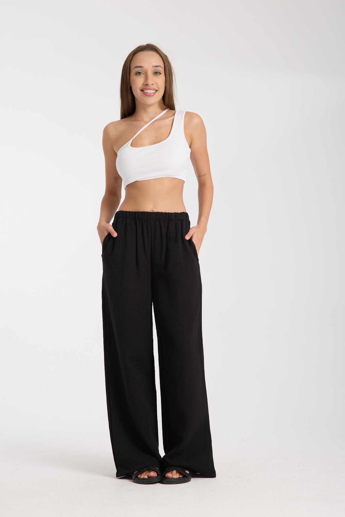 Double Layered Muslin Wide Leg Trousers