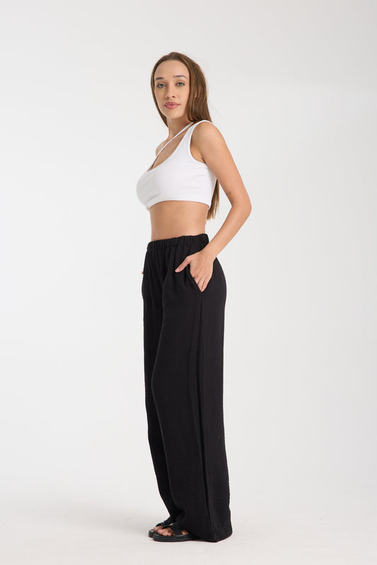 Double Layered Muslin Wide Leg Trousers