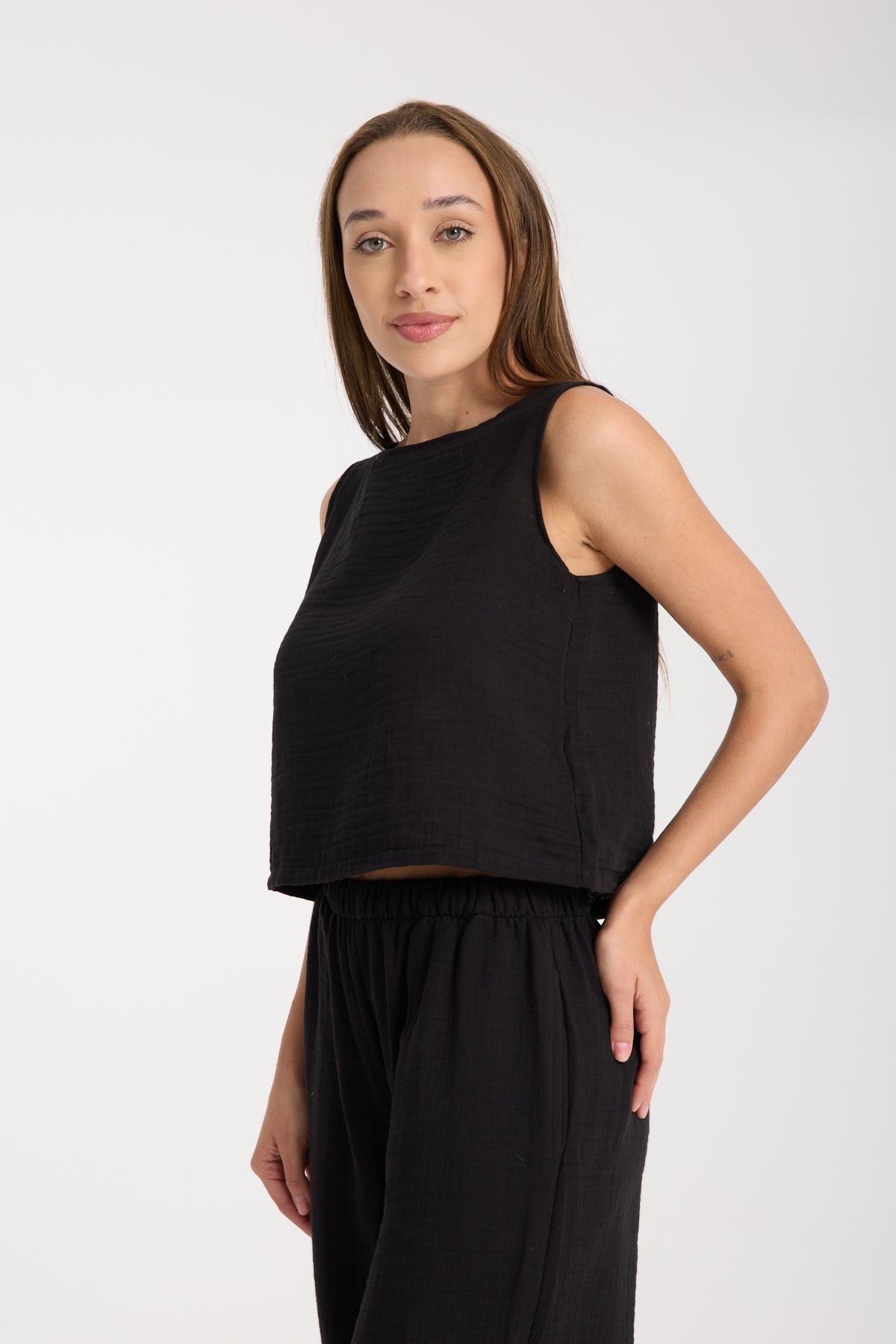 Double Layer Muslin Wide Leg Set