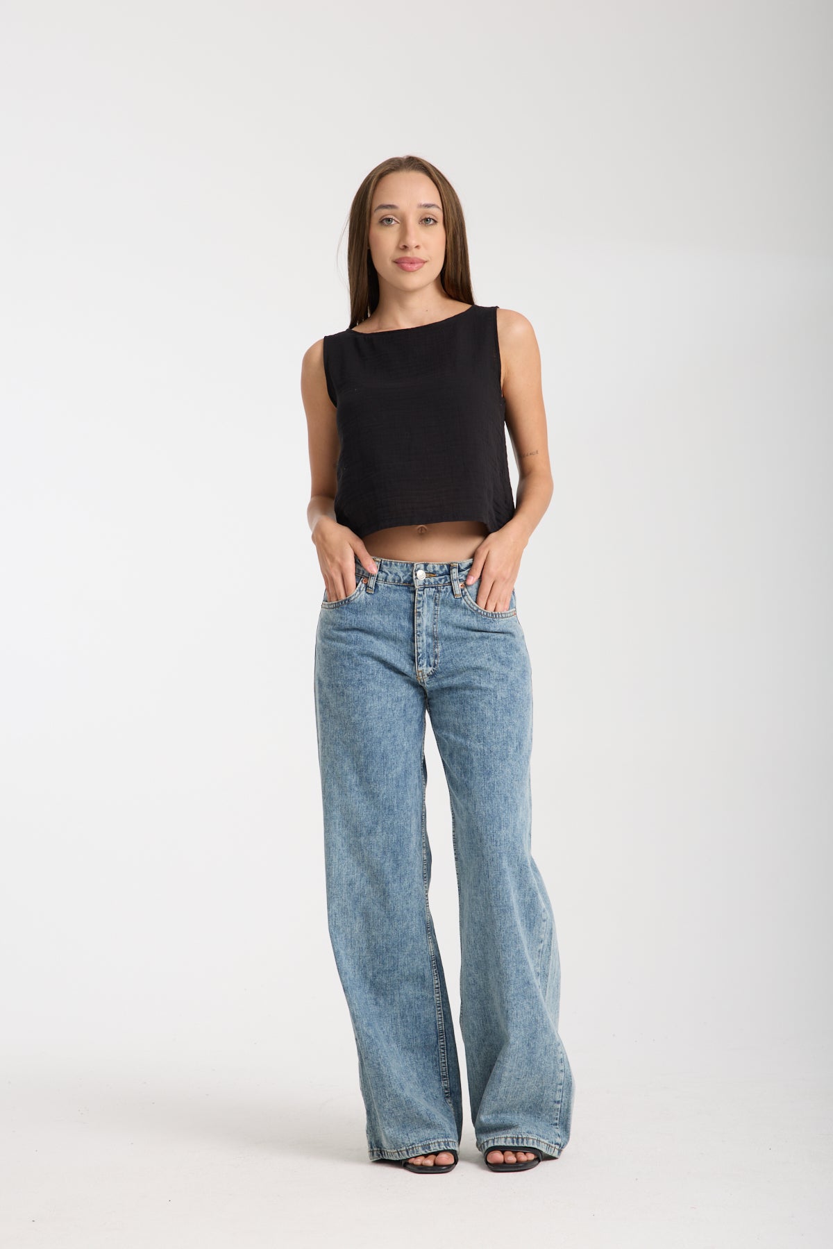 Double Layered Muslin Sleeveless Blouse