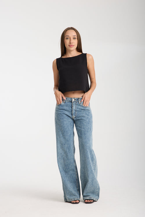 Double Layered Muslin Sleeveless Blouse