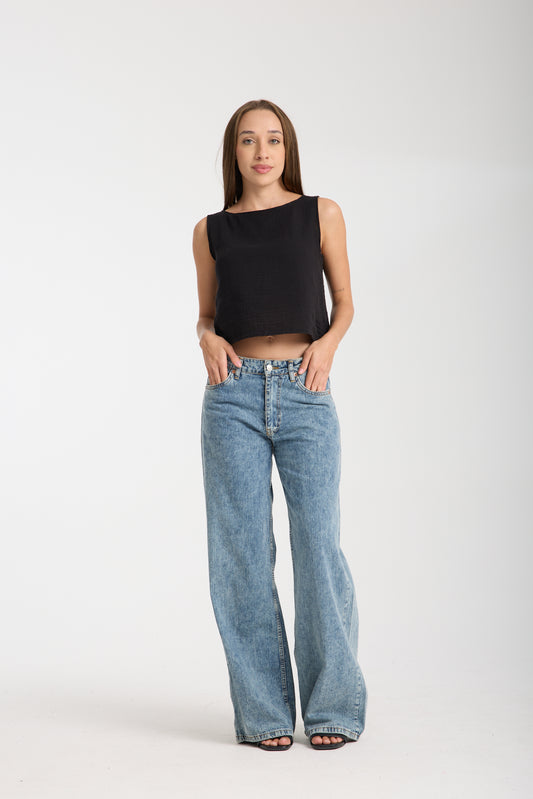 Double Layered Muslin Sleeveless Blouse