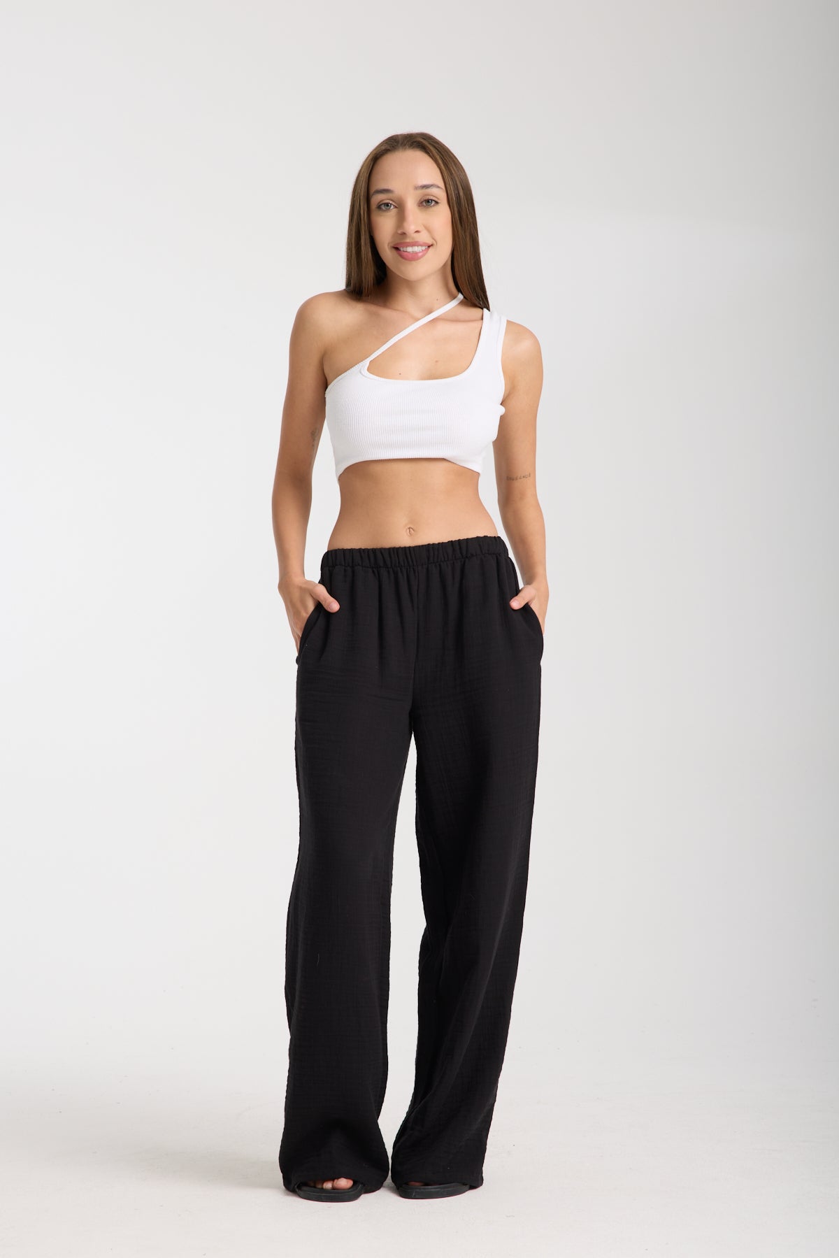 Double Layered Muslin Wide Leg Trousers