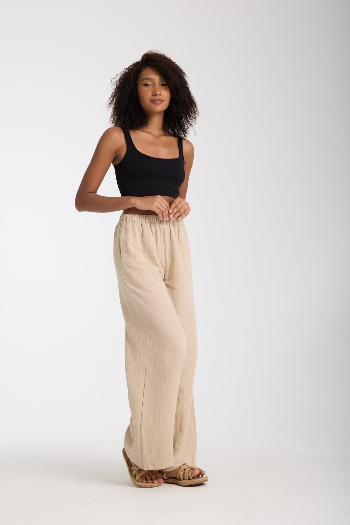 Double Layered Muslin Wide Leg Trousers