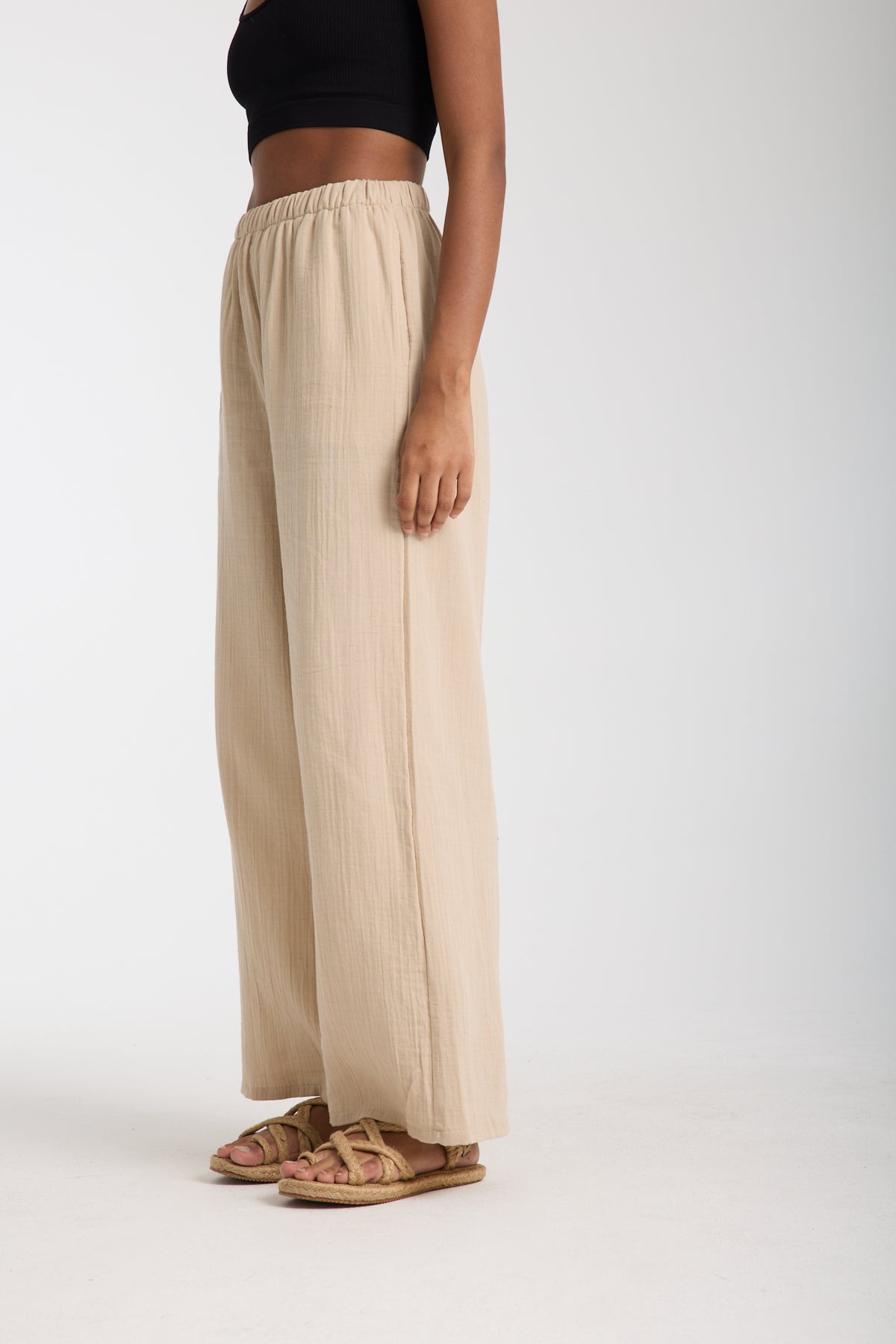 Double Layered Muslin Wide Leg Trousers