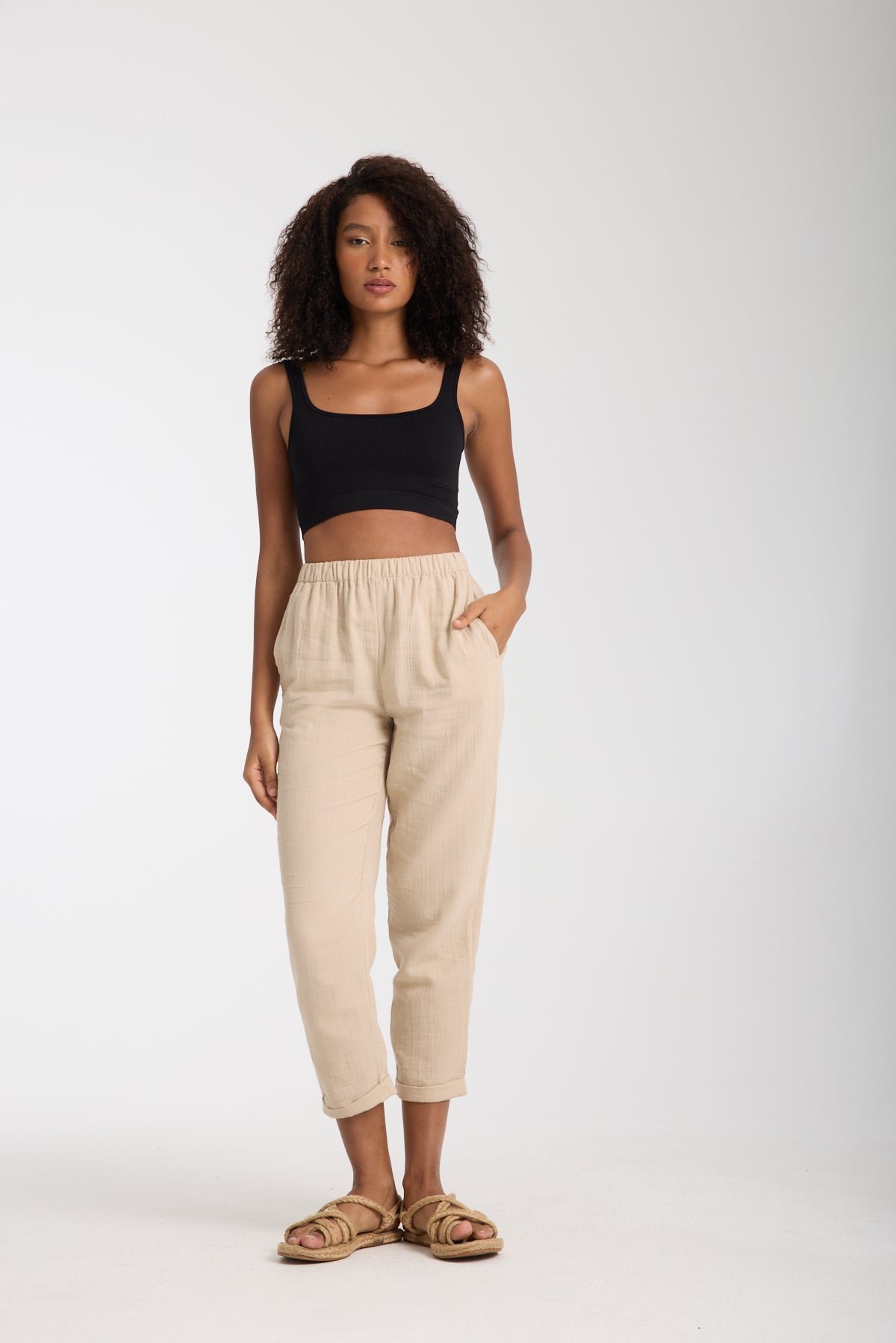 Double Layered Muslin Plain Trousers