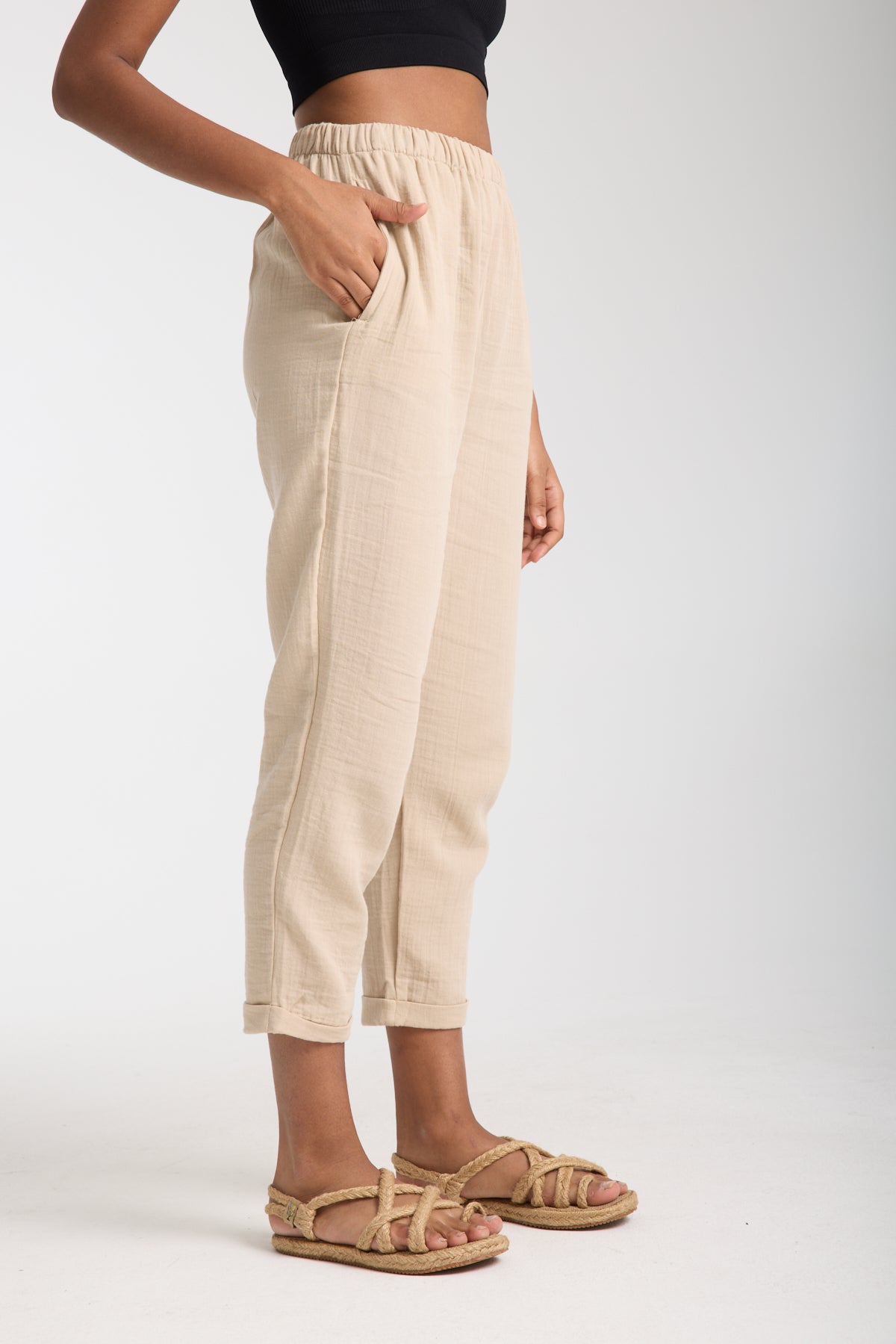 Double Layered Muslin Plain Trousers