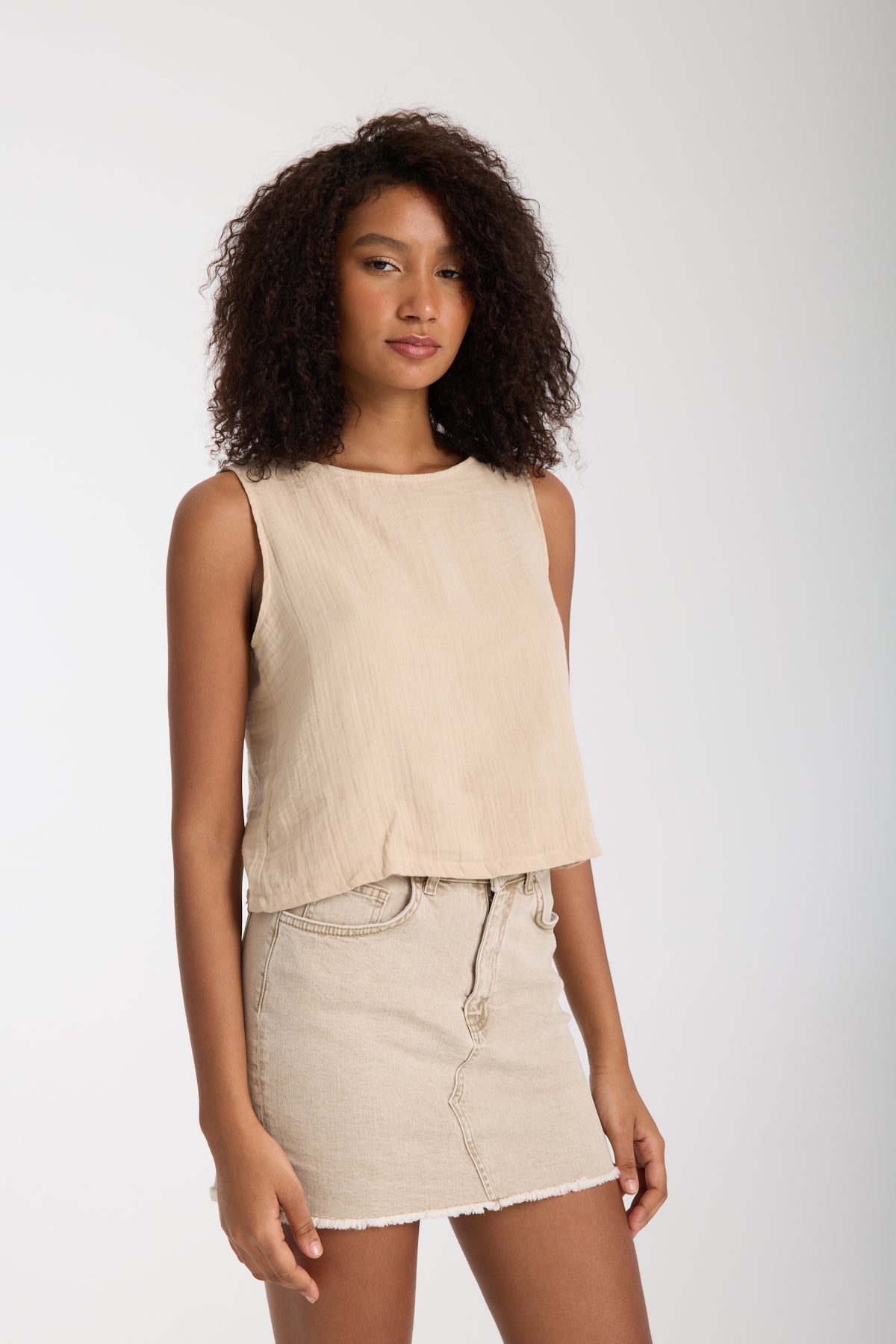 Double Layered Muslin Sleeveless Blouse
