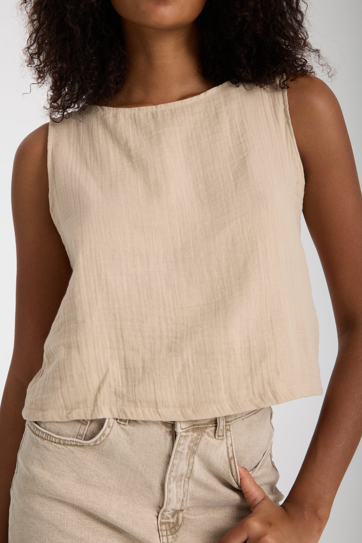 Double Layered Muslin Sleeveless Blouse