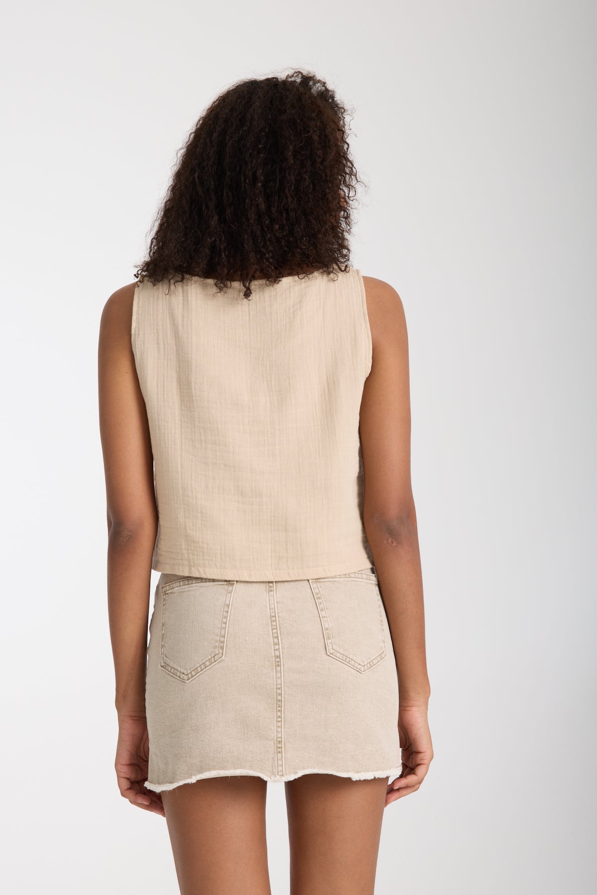 Double Layered Muslin Sleeveless Blouse