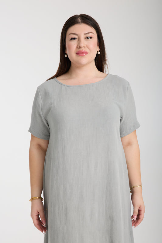 Plus Size Double Layered Muslin A-Line Dress