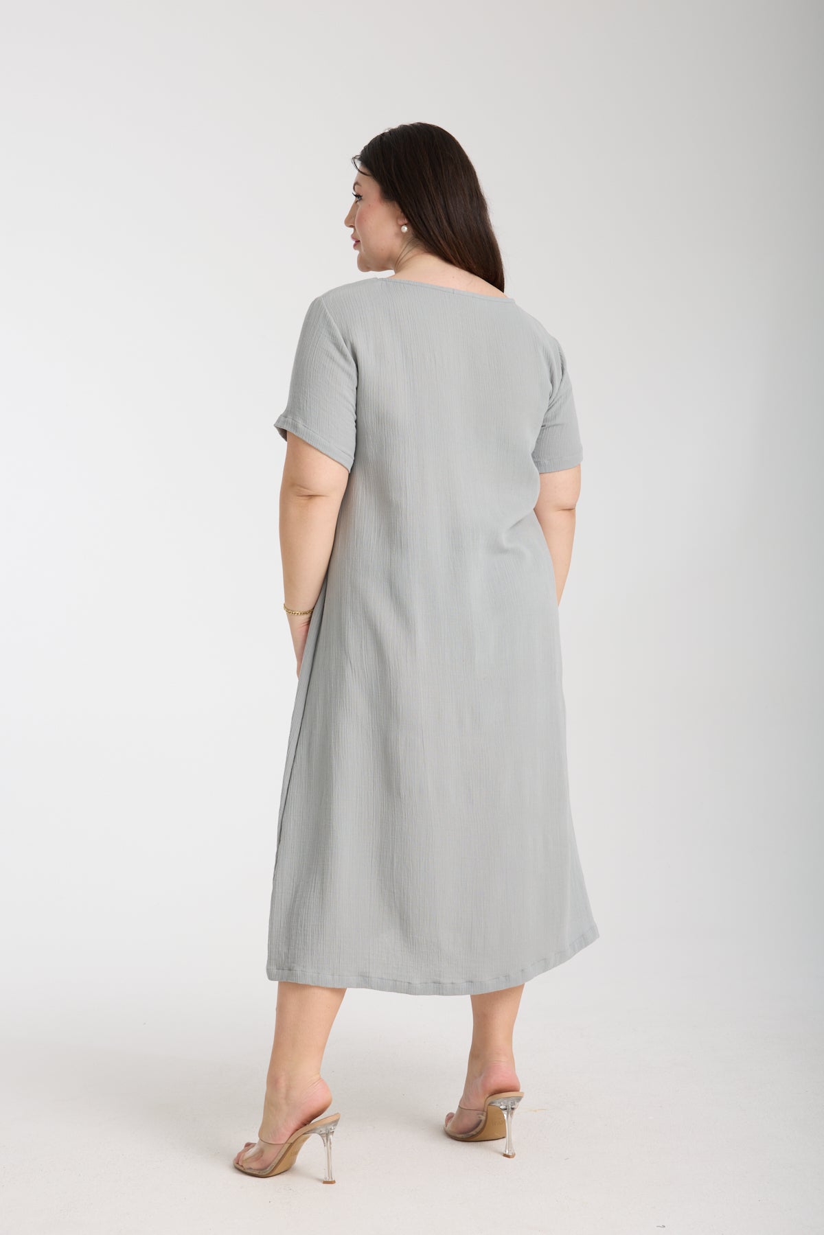 Plus Size Double Layered Muslin A-Line Dress