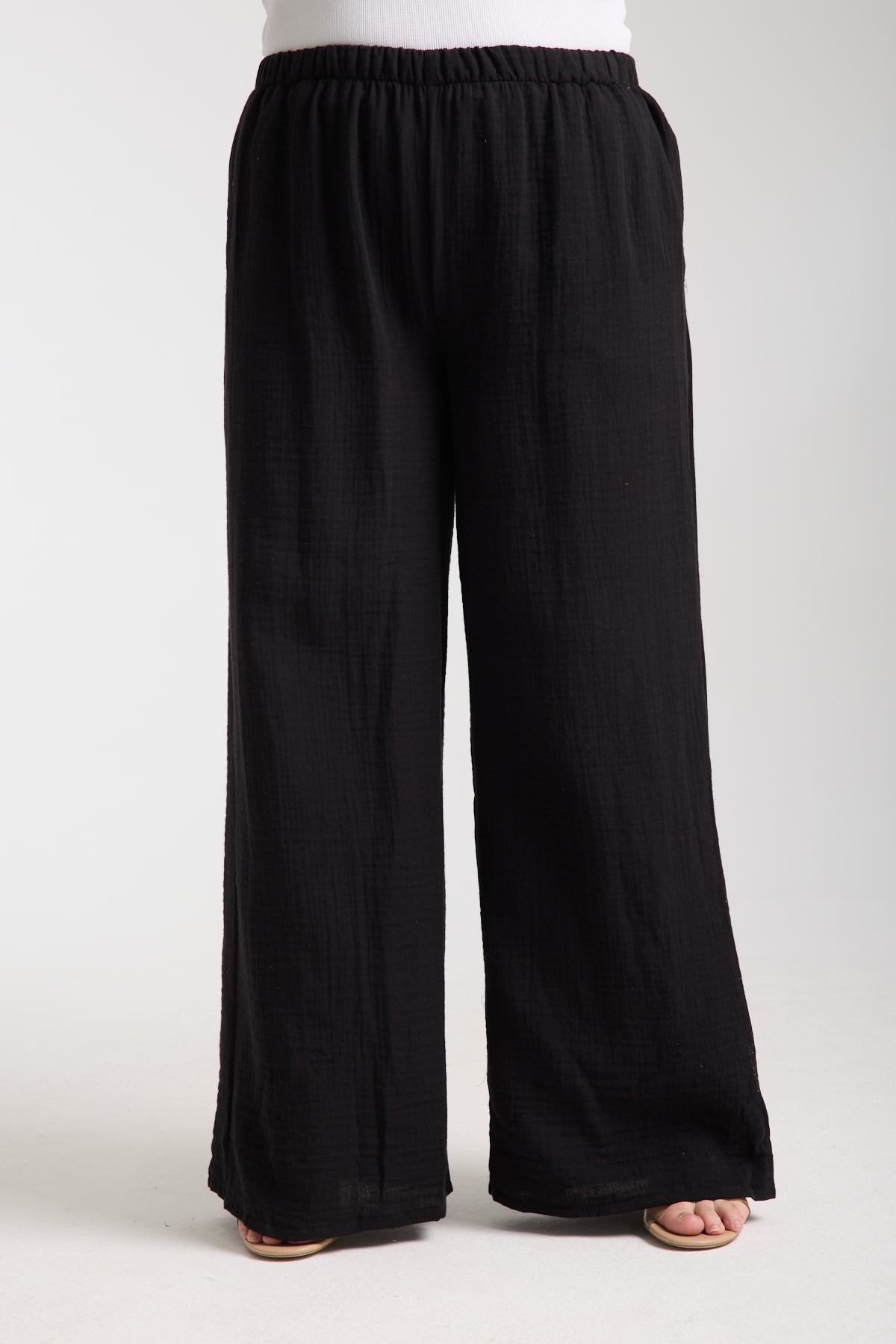 Plus Size Double Layer Muslin Wide Leg Trousers